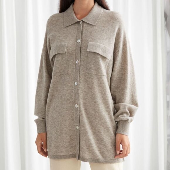 & Other Stories Sweaters - &Other Stories Wool Blend Mother of Pearl Button Oversized Shirt Cardigan Medium